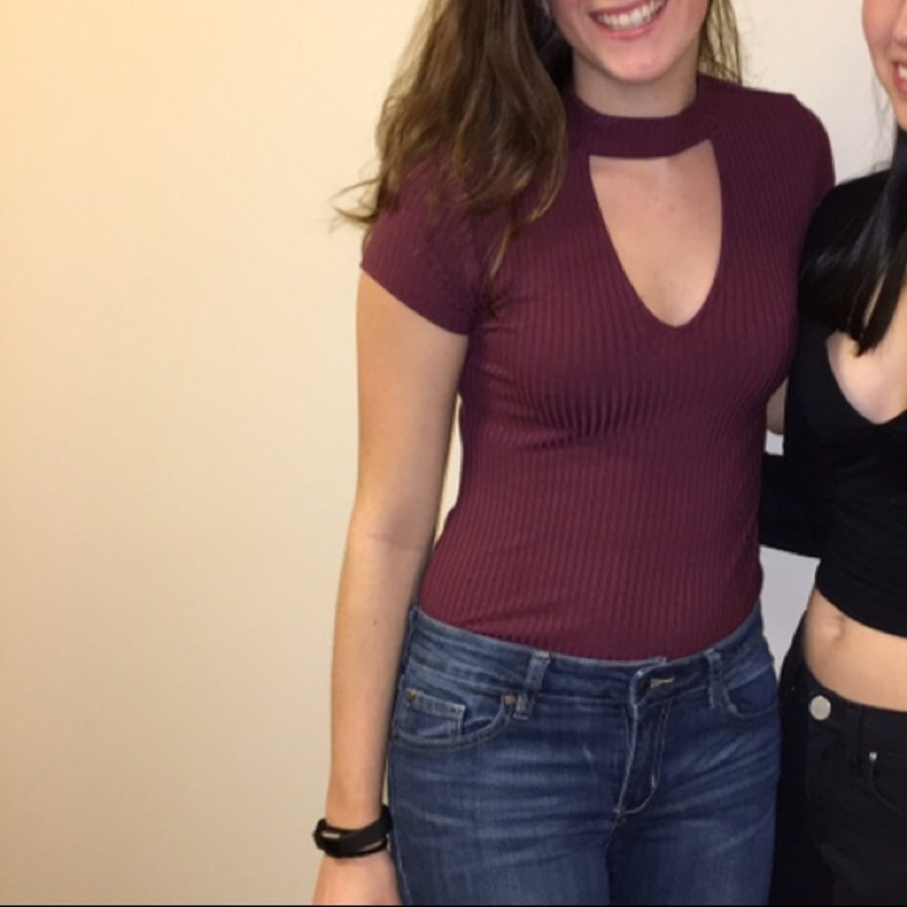 PACSUN Ribbed Choker Top